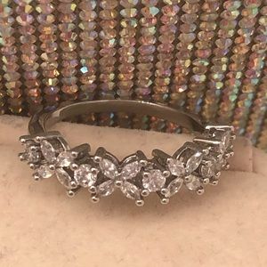Flower Design Band with Cubic Zirconia